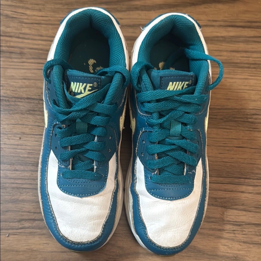 Kids Nike Air Max 90 LTR GS Trainers Turquoise/White - Picture 4 of 10